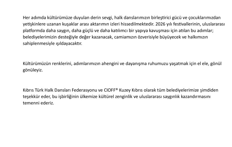 Kıbrıs Türk Halk Dansları Federasyonu ve CIOFF® Kuzey Kıbrıs’tan Belediyelere 2026 Festivalleri Çerçevesinde İşbirliği Ziyaretleri
