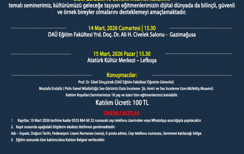 KIBRIS T&Uuml;RK HALK DANSLARI FEDERASYONU&rsquo;NDAN YENİ BİR EĞİTİM!