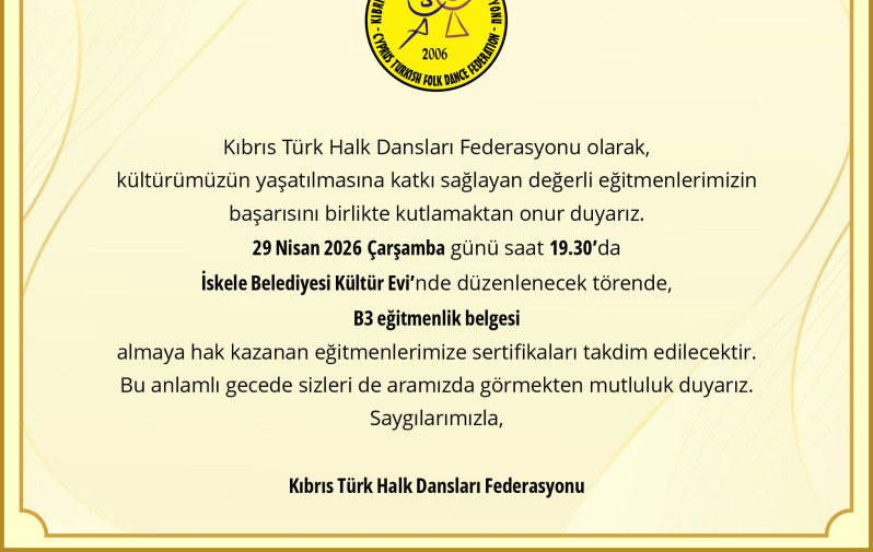 B3 eğitmenlik belgesi dağıtım t&ouml;reni