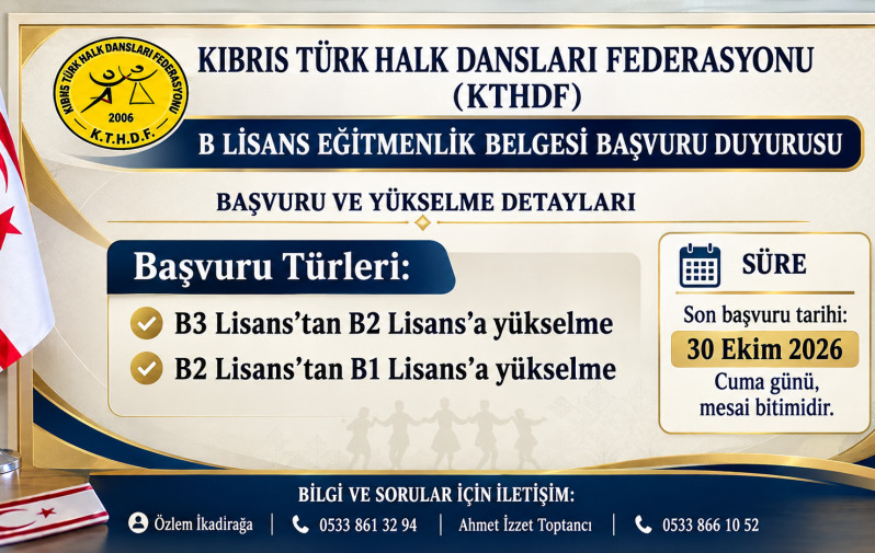 B2 VE B1 LİSANS EĞİTMENLİK BELGESİ BAŞVURU DUYURUSU